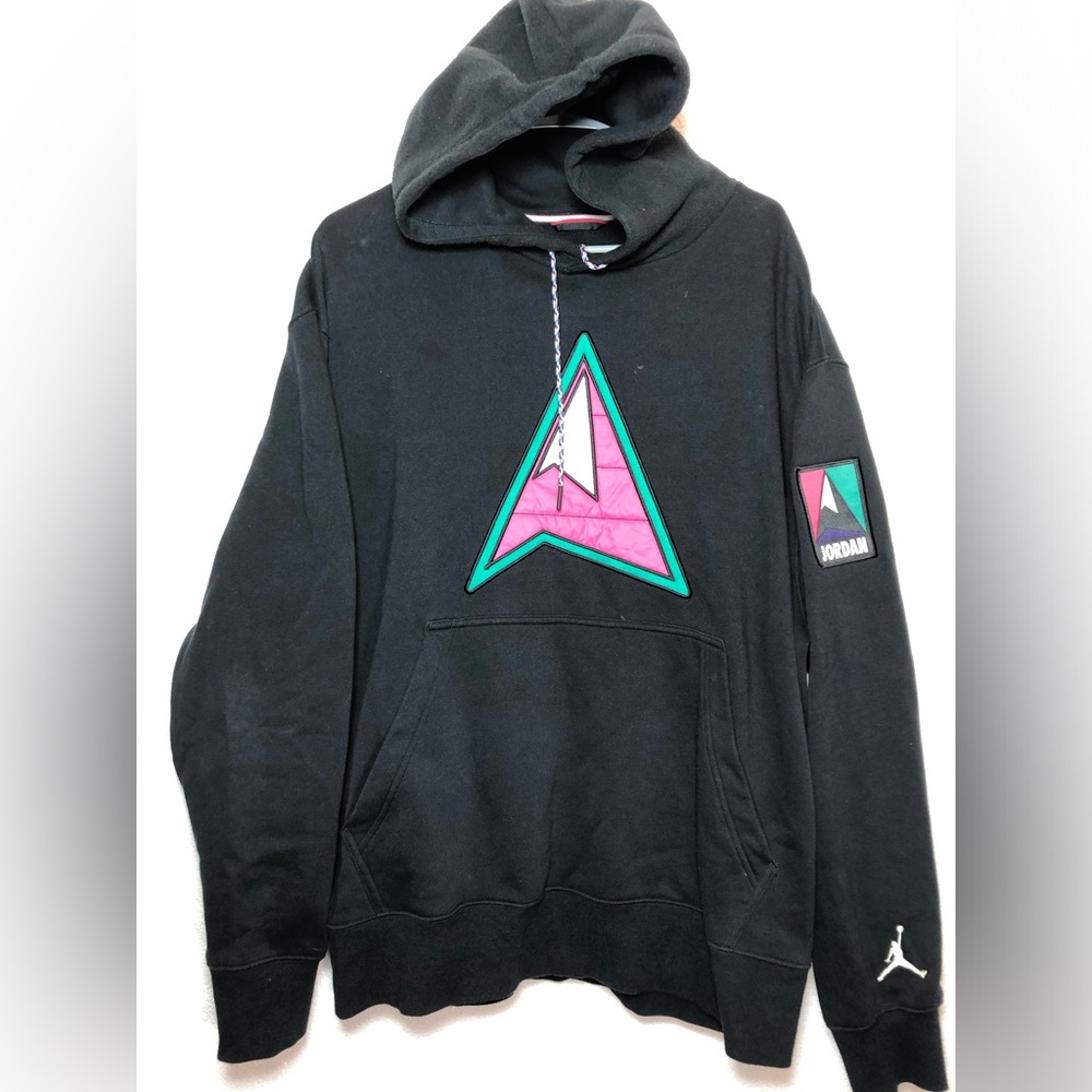 Jordan Black Pullover Hoodie with Pink & Teal Logo